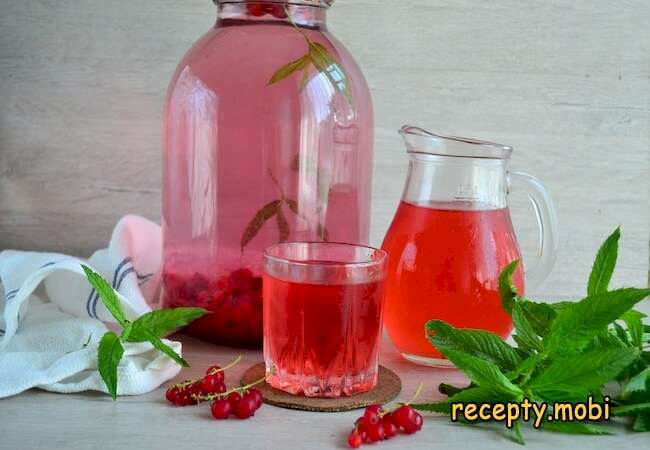 Red currant compote with mint for winter