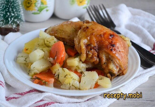 Курица с картошкой в духовке в пакете для запекания