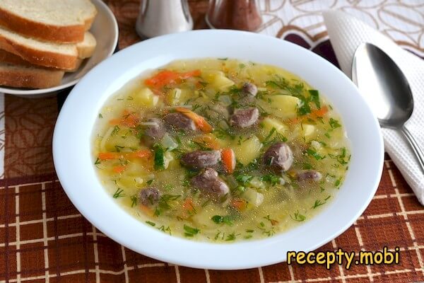 Суп из куриных сердечек