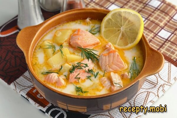 Уха из семги по-фински со сливками
