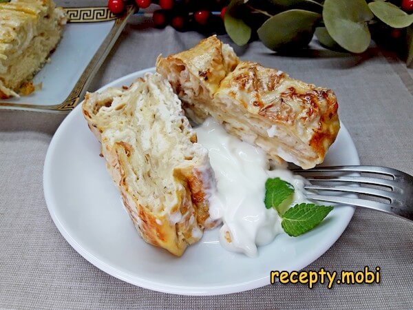 Lavash pie with cheese and cottage cheese
