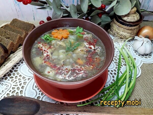 Суп из зеленой чечевицы с курицей