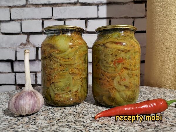 Зелёные помидоры по-корейски на зиму