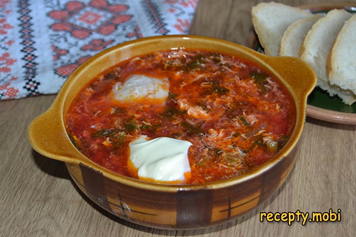 Зеленый борщ со щавелем на курином бульоне
