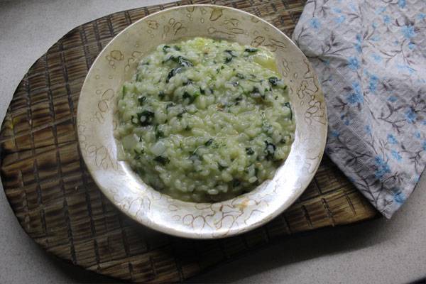 Ризотто со шпинатом и сливками
