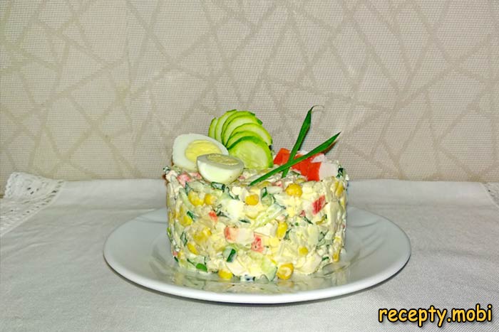 Crab salad classic recipe with corn