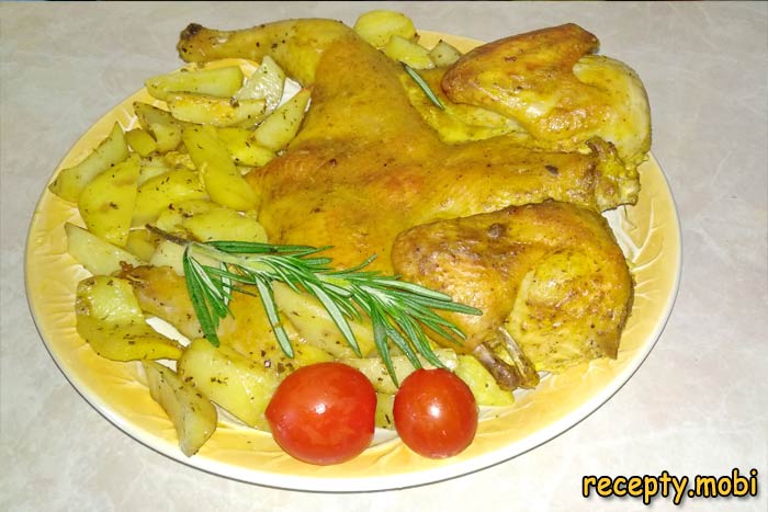 Курица с картошкой запеченная в духовке целиком