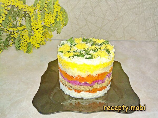 Mimosa Salad with Canned Fish and Cheese